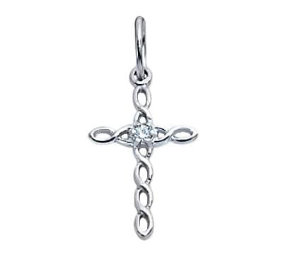  Хрестик з білого золота з діамантом (1146761),dgt00087(10188-1146761),цена 9 798 грн.