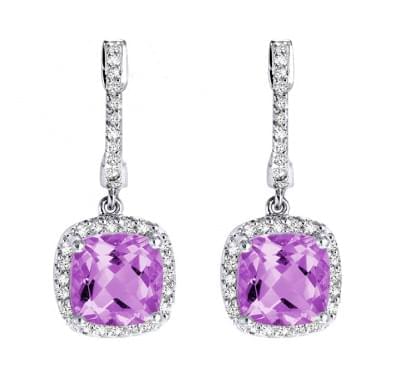  Сережки з аметистом і діамантами (1146509),dck00004(11638-1146509),цена 51 576 грн.