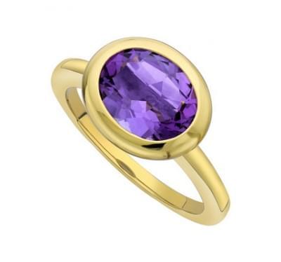 Каблучка з жовтого золота з аметистом (1120124),mg156(4422-1120124),цена 14 300 грн.