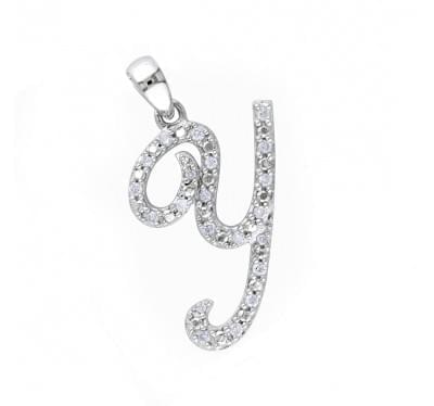  Кулон-буква з білого золота з діамантами (1123858),dg30670(7380-1123858),цена 20 732 грн.